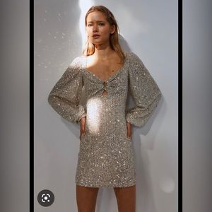 C/MEO COLLECTIVE Lustre mini dress Cream Sequin (M)